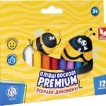 Олівці воскові Преміум 12 кольорів Школярик