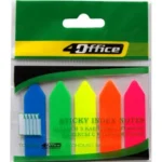 Закладки пластикові клейкі 12х44мм неон асорті стрілка 4Office